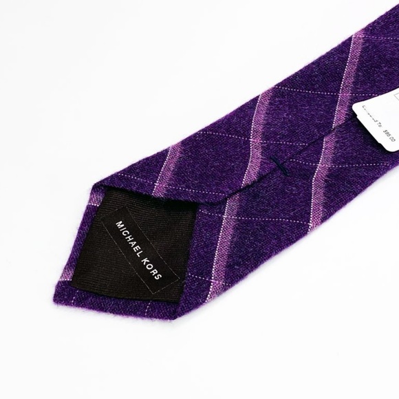 Michael Kors Tie 100% Silk Purple Striped - Picture 4 of 6